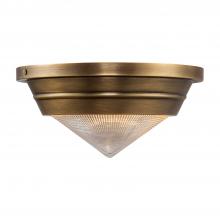 Alora Lighting FM348010VBPG - Willard 10-in Vintage Brass/Prismatic Glass 1 Light Flush Mount