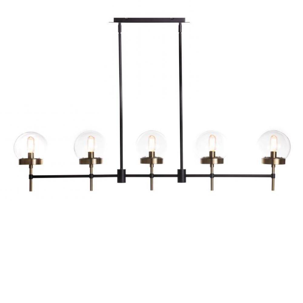 Liberty - 5 Light Linear Pendant in Black/Soft Gold with Clear Glass