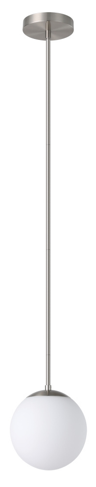 1 LT Mini Pendant w/ Matte Nickel Finish & White Glass Shade