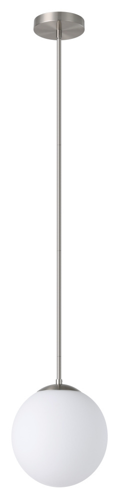 1 LT Pendant w/ Matte Nickel Finish & White Glass Shade
