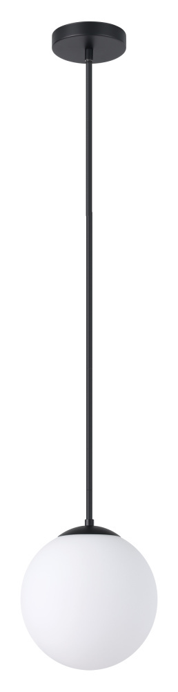 1 LT Pendant w/ Black Finish & White Glass Shade