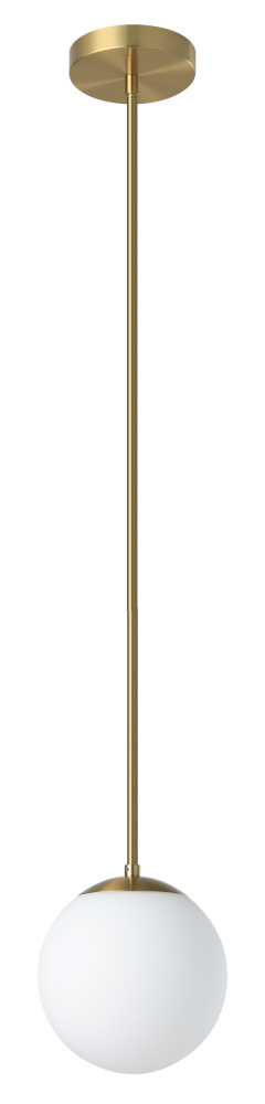 1 LT Mini Pendant w/ Brushed Brass Finish & White Glass Shade