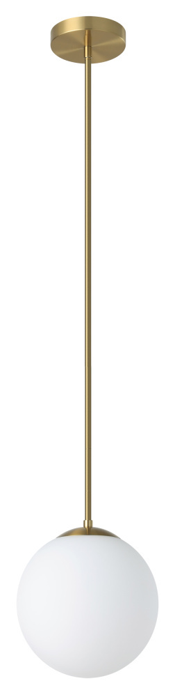 1 LT Pendant w/ Brushed Brass Finish & White Glass Shade