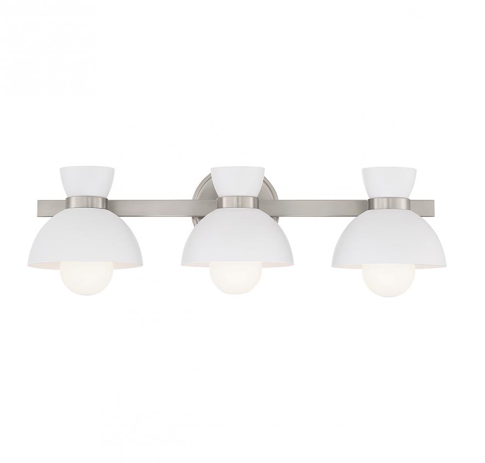 3-Light Bathroom Vanity Light in Brushed Nickel