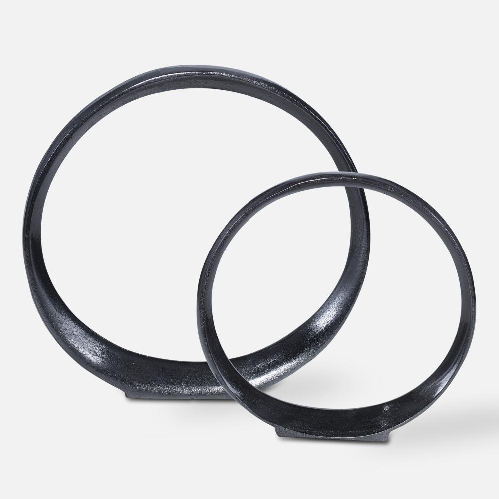 Uttermost Orbits Black Ring Sculptures Set/2