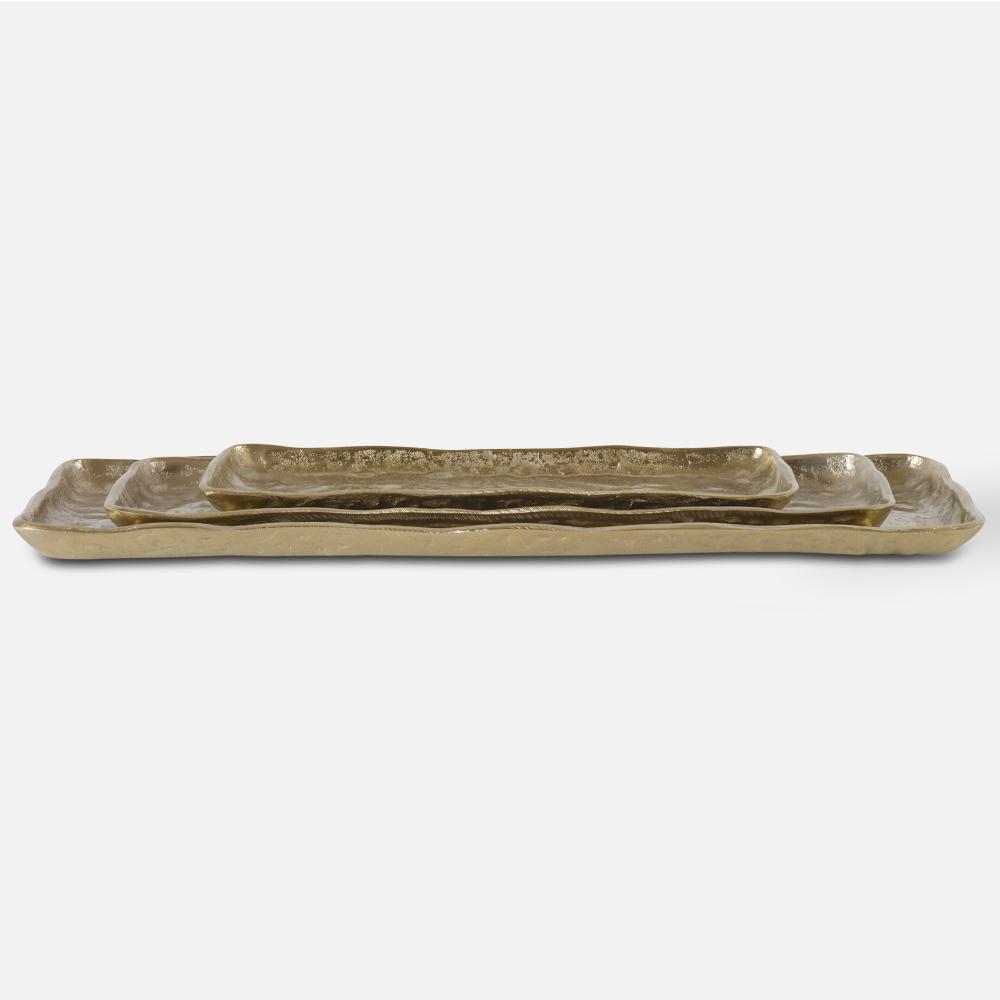 Uttermost Artisan Antique Gold Trays Set/3