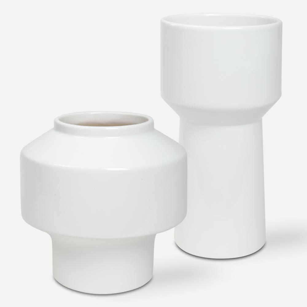 Uttermost Illumina Abstract White Vases Set/2