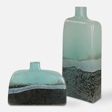 Uttermost 18096 - Uttermost Fuze Aqua & Bronze Vases Set Of 2