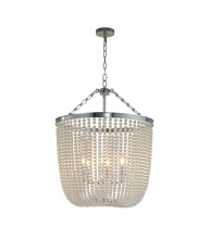 Bethel International Canada LA61C24CH - 6-Light Chrome Chandelier With Clear Beaded hanging Glass