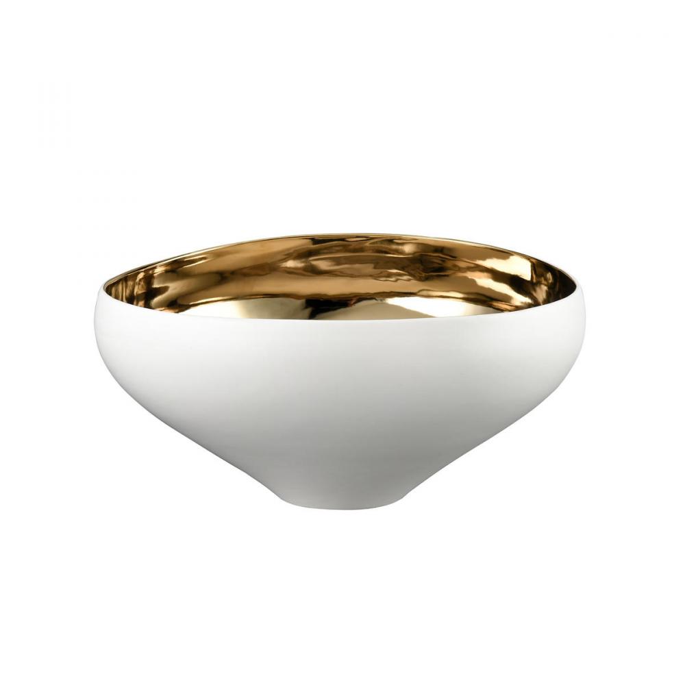 Greer Bowl - Tall White and Gold Glazed (2 pack)