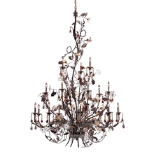 ELK Home 85004 - Cristallo Fiore 18-Light Chandelier in Deep Rust with Clear and Amber Florets