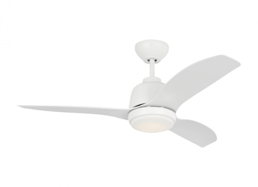 Avila Coastal 44 LED Ceiling Fan in Matte White with Matte White Blades and Light Kit