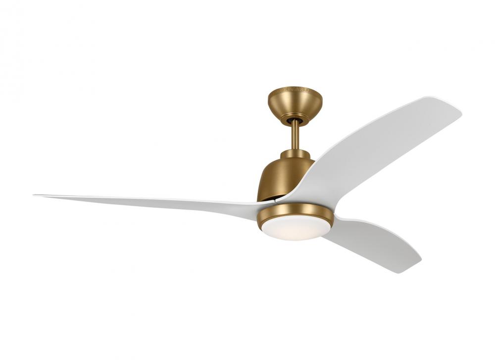 Avila 54" Dimmable Integrated LED Indoor/Outdoor Satin Brass Ceiling Fan with Light Kit